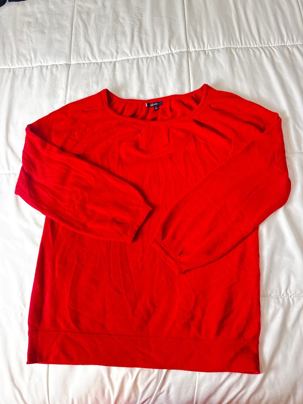 Anne Klein Women’s 100% Cashmere Red Sweater L Soft Knit Pullover